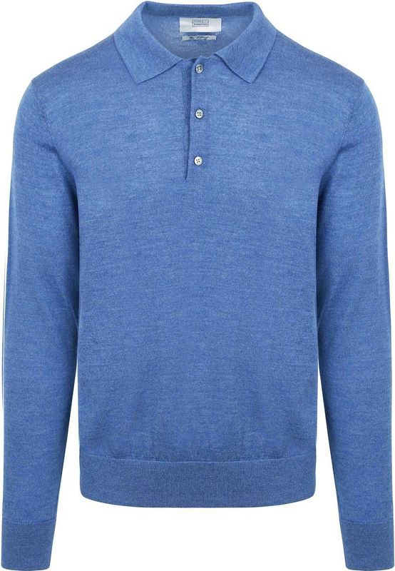 King Essentials The Robert Long Sleeve Poloshirt Merino Navy - Heren - Pullovers