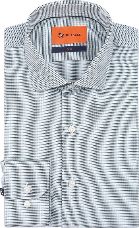 Suitable - Overhemd - Groen - Casual Shirt - Slim-Fit - 100% Katoen