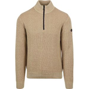 No Excess Half Zip Trui Structuur Melange Beige