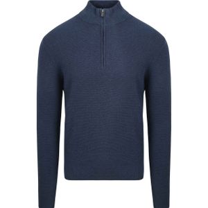 Suitable Half Zip Trui Structuur Petrol