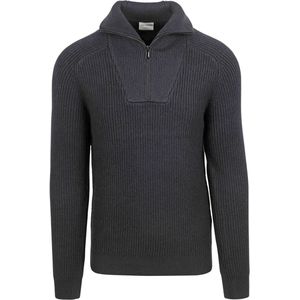 No Excess Half Zip Trui Two Coloured Melange Zwart