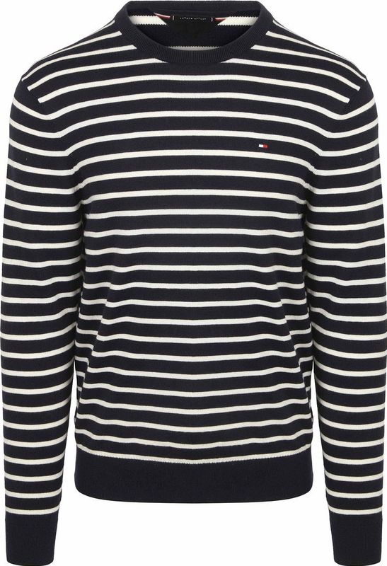 TOMMY HILFIGER - ESSENTIAL - Trui - Marine - Rood - Wit