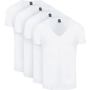 Suitable Vibamboru T-Shirt Diepe V-Hals Wit 4-Pack