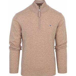 Gant Halfzip Wol Trui Logo Beige