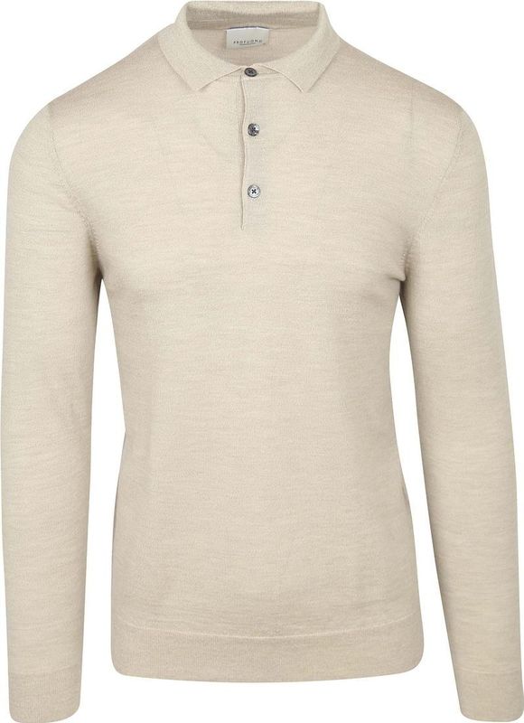 Profuomo Longsleeve Poloshirt Merinowol Beige