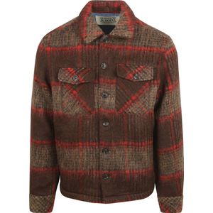 Scotch & Soda Overshirt Brushed Wool Ruiten Bruin