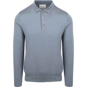 Profuomo - Longsleeve Poloshirt - Blauw - Merinowol