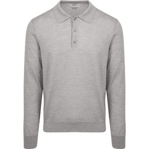 King Essentials The Robert Long Sleeve Poloshirt Merino Grijs - Heren - Pullovers