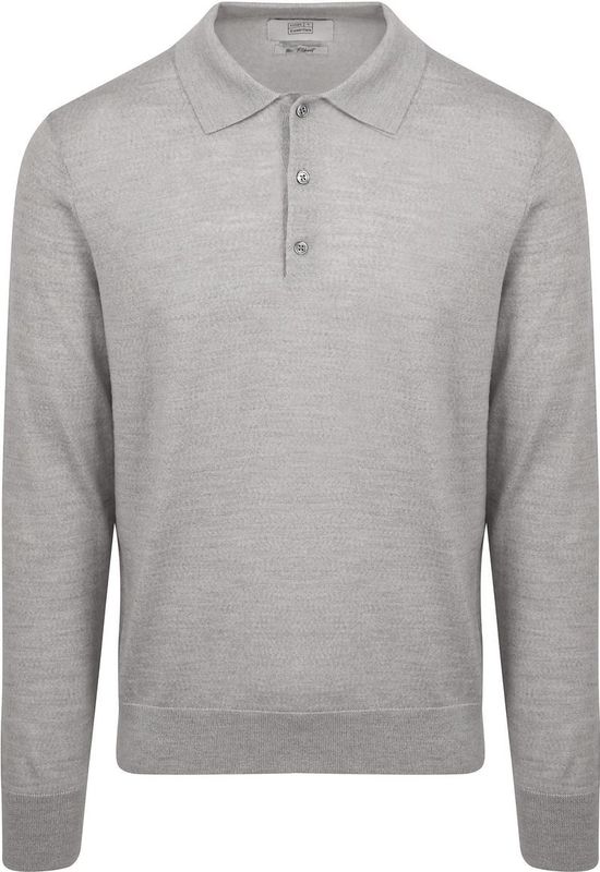 King Essentials The Robert Long Sleeve Poloshirt Merino Grijs - Heren - Pullovers