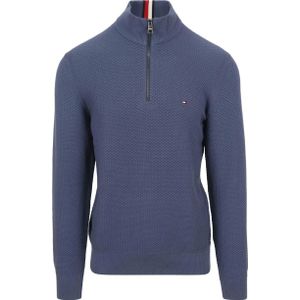 Tommy Hilfiger Half Zip Trui Structuur Blauw