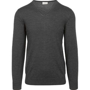 Profuomo Pullover V-Hals Merinowol Antraciet