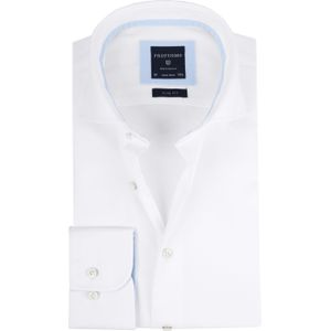 Profuomo Overhemd Wit Blauw Accent