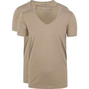 Slater 8940 - Tencel 2-pack T-shirt diepe V-hals korte mouw invisible khaki S