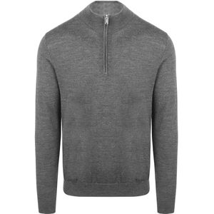 Profuomo - Grijze Half Zip Merino Pullover - Trui - Heren - Wol