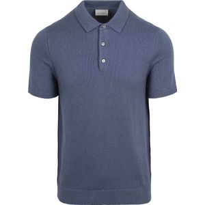 Suitable Heavy Knitted Polo Raw Denim Blauw