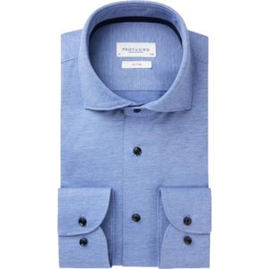 Profuomo Overhemd Knitted Mid Blauw Melange