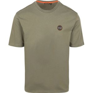 Napapijri - Badge T-shirt - Olijfgroen - Heren - Casual T-shirts
