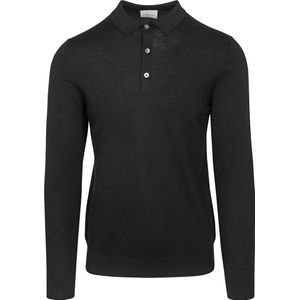 Profuomo Longsleeve Poloshirt Merinowol Zwart