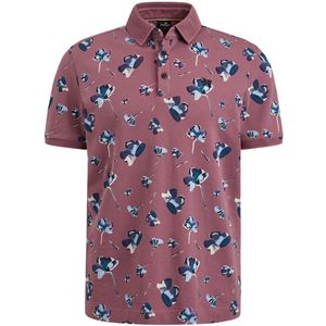 Vanguard Poloshirt Piqué Bloemen Donkerroze