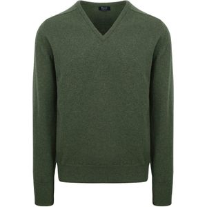 William Lockie Pullover Lamswol V-hals Rosemary Groen