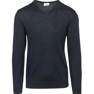 Profuomo Pullover V-Hals Merinowol Navy