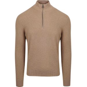 Suitable Half Zip Trui Structuur Beige