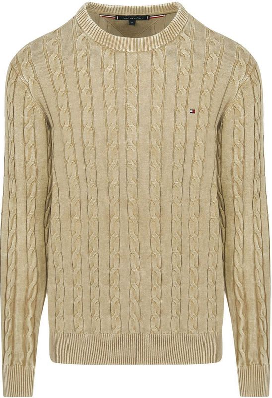 Tommy Hilfiger - Vintage Beige Crewneck Sweater - Heren - Katoen