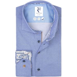 R2 Overhemd Dobby Poplin Melange Blauw