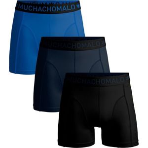 Muchachomalo Boxershorts Effen Blauw Zwart 3-Pack
