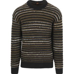 BOSS Pullover Aturn Wolblend Strepen Zwart