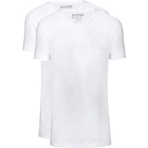 Slater 2-pack T-shirt Basic Extra Lang V-neck Wit