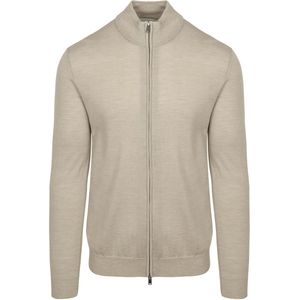 Profuomo - Vest - Beige - Merinowol - Modern-fit - Lange Mouw