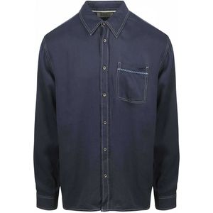 Scotch and Soda Overhemd Solid Tencel Navy