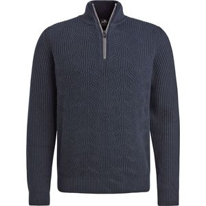 Vanguard Trui Half Zip Structuur Wolmix Navy