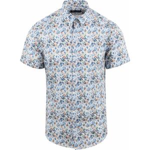 Suitable Short Sleeve Overhemd Bloemenprint Blauw
