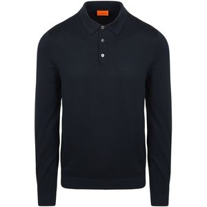 Suitable Longsleeve Poloshirt Flat Knit Navy