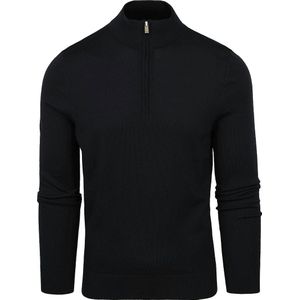 Suitable - Schipperstrui - Zwart - Merino Half Zip - Heren