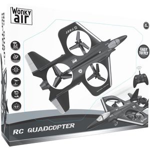 Wonky Monkey - RC Quadcopter Drone - Straaljager - 3 Propellors - Vliegtuig - 2.4 Ghz - Bestuurbaar Vliegtuig - Zwart