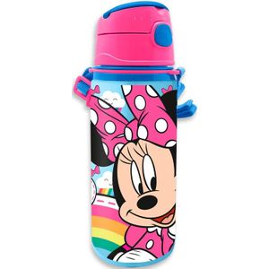 Disney Minnie Mouse drinkfles/drinkbeker/bidon met drinktuitje - roze - aluminium - 600 ml