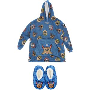 Paw Patrol Hoodie Deken met Sloffen - 8721008123899