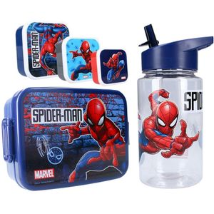 Spiderman Lunchset; Fles, Lunchbox en 3-in-1 Snackbox - 4KO-COMBI-15