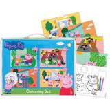 Peppa Pig Kleur / Puzzel Set - Blauw / Multicolor - Creatief - Sticker - Kleuren - Knutselen - DIY