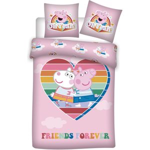 Peppa Pig Dekbedovertrek Hart - Eenpersoons - 140 X 200 cm - Multi