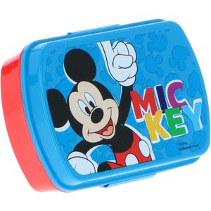 Disney Mickey Mouse broodtrommel/lunchbox voor kinderen - rood/blauw - kunststof - 20 x 10 cm