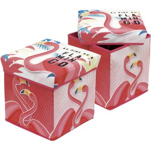 Pouf en opbergbox Flamingo - 8430957505631