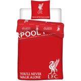 Liverpool FC Dekbedovertrek - Eenpersoons - 140 x 200 cm - Rood