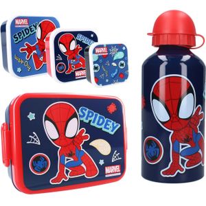 Spiderman Lunchset; Fles, Lunchbox en 3-in-1 Snackbox - 4KO-COMBI-65