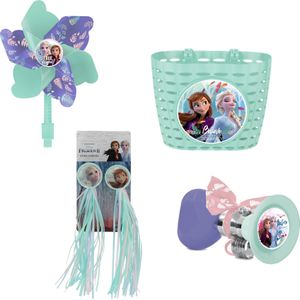 Frozen Disney Fiets accessoires ; Mand, Hoorn, Franjes en een Windmolen - 8721008123936