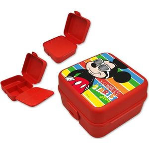 Disney Mickey Mouse broodtrommel/lunchbox voor kinderen - rood - kunststof - 14 x 8 cm