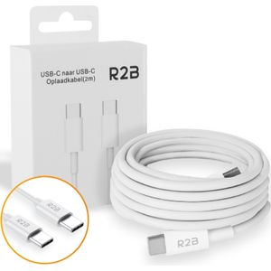 R2B® USB-C naar USB-C Kabel - 2 Meter - Extra stevig - USB-C oplader - Wit